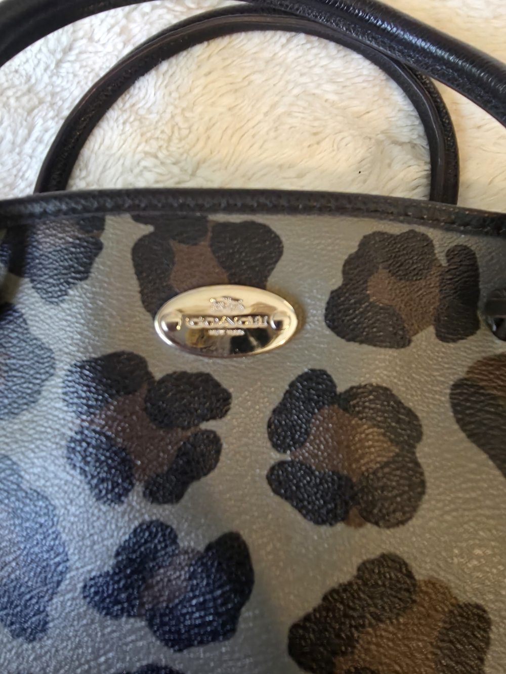 Y2k Coach Margot Carryall Ocelot Print Gray/Black Leopard Purse - Picture 3 of 11